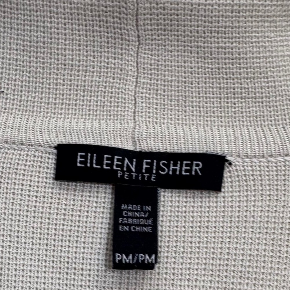 EILEEN FISHER Cream Silk‎ Organic Cotton One Button Cardigan Sweater Med Petite - Picture 8 of 9